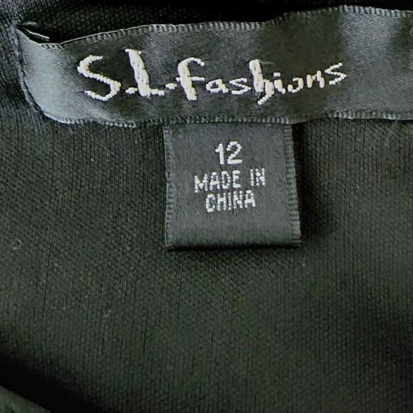 S L FASHIONS WOMEN'S SHIMMER AND CHIFFON SLEEVELESS TIERED DRESS SIZE 12 BLACK - Picture 6 of 8